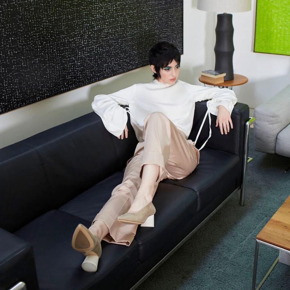 NWOT Elaine Kim Soma Cupro Cuffed Cargo Pant in Champagne Size Medium